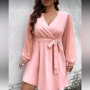SHEIN Blush Long Sleeve Wrap Dress